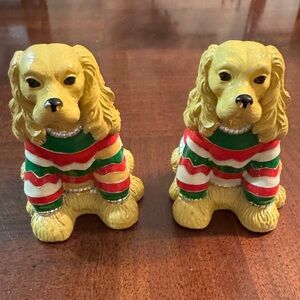 Neiman Marcus Cocker Spaniel Dog Christmas Sweater Salt Pepper Godinger
